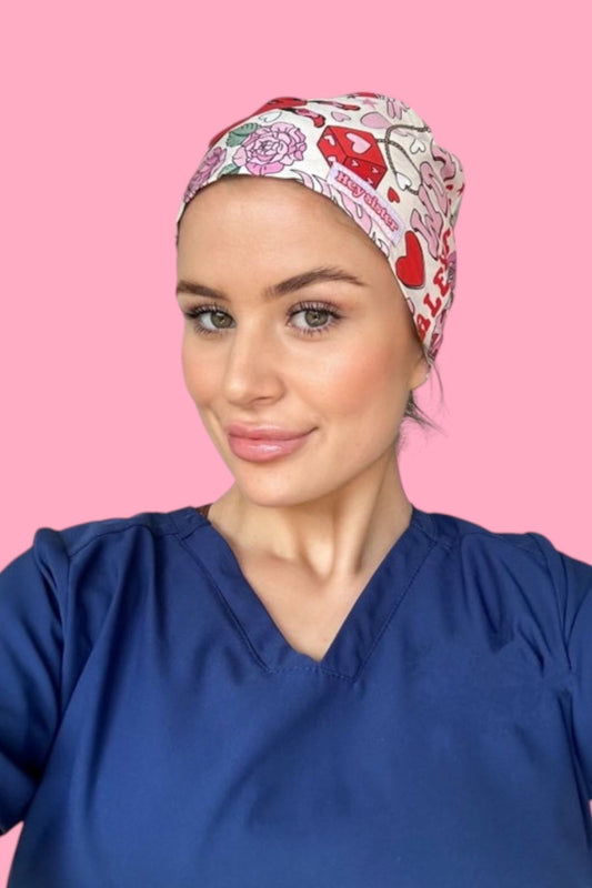 Howdy Valentine Scrub Cap